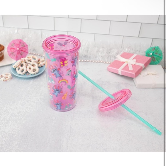 Disney Pink Stitch Holiday Tumbler with Straw - Picture 5 of 7